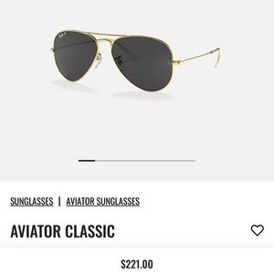 NEW AVIATOR CLASSIC SUN GLASSES polished gold | black